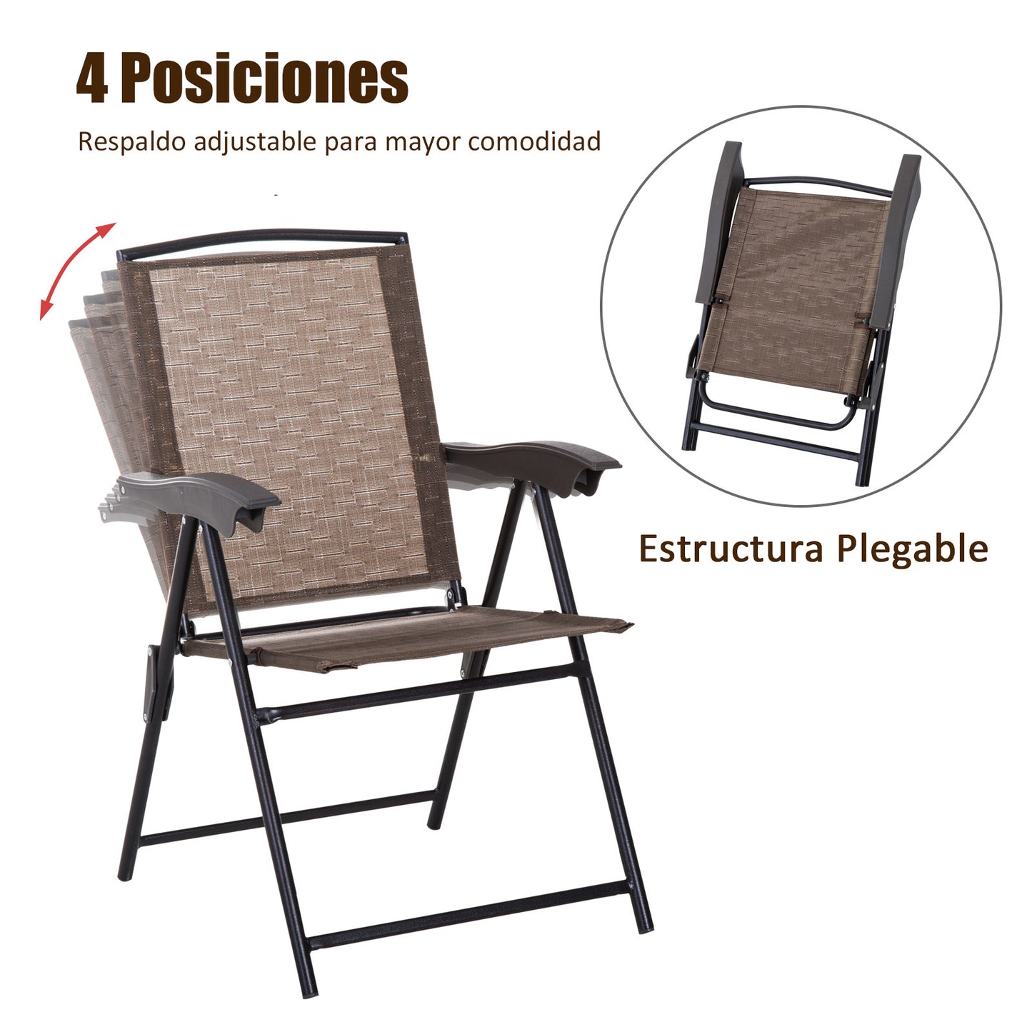 Outsunny Conjunto Mesa Y 2 Sillas Muebles Jardín De Exterior Patio Terraza_3