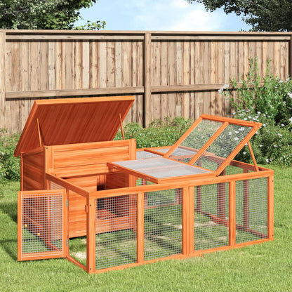 Vidaxl Conejera De Madera Maciza De Pino Marrón 144x123x67,5 Cm_1