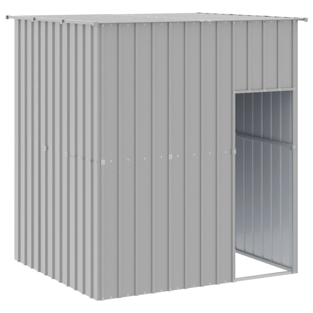 Vidaxl Caseta Perros Tejado Acero Galvanizado Gris Claro 165x153x181cm_0