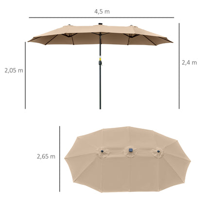 Outsunny Sombrilla Doble De Jardín Con 48 Luces Led Solar 450x265x240 Cm Caqui_2