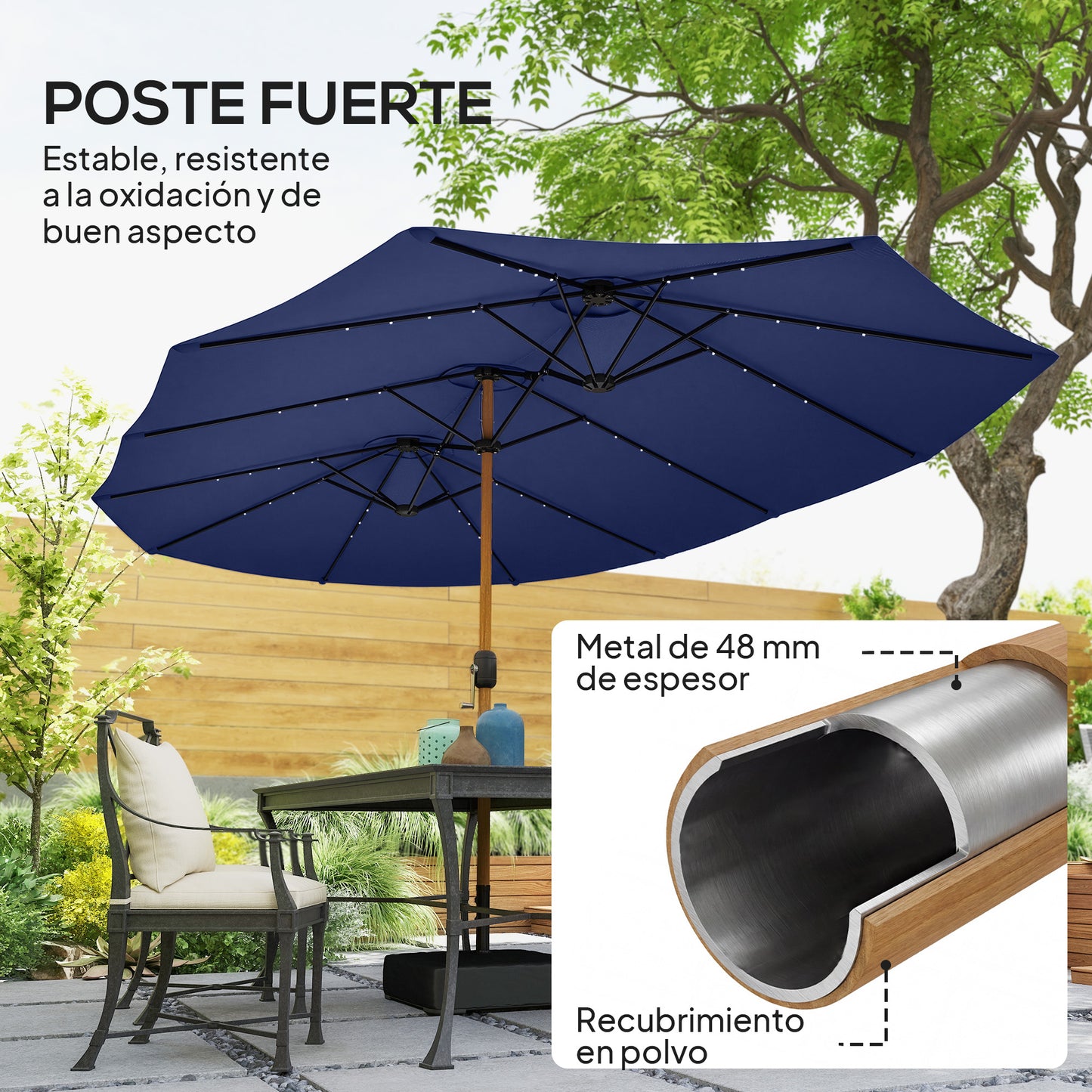 Outsunny Sombrilla Doble 4,7x2,8 M Con Base Incluida Manivela Sacos De Arena_5