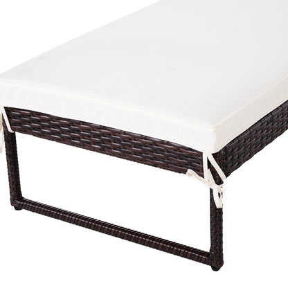 Outsunny Conjunto De 2 Tumbonas De Terraza Con Mesa Ratán 195x60x86 Cm Marrón_4