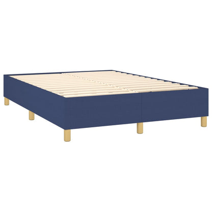 Cama Box Spring Colchón Y Luces Led Tela Azul 140x190 Cm / Vetonek_5