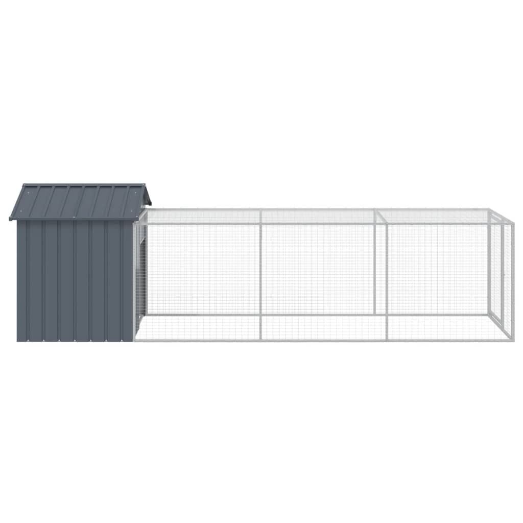Vidaxl Gallinero Con Corral Acero Galvanizado Gris 117x405x123 Cm_3