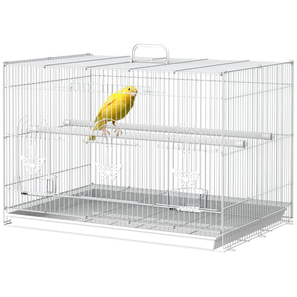 Pawhut Jaula Para Pájaros De Metal 60x41x41 Cm Con Comederos Y 2 Perchas Blanco_0