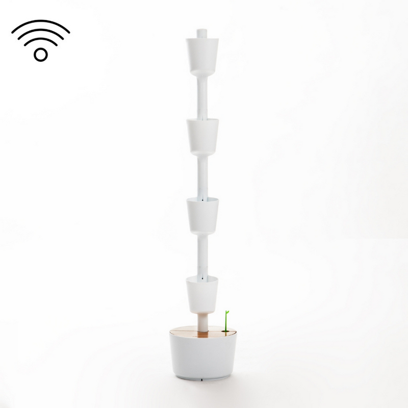 Macetero Vertical Citysens Con Riego Inteligente De 4 Macetas Blanco, Con 4 Plantas De Regalo_5