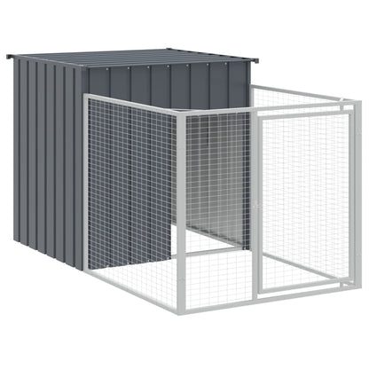 Caseta Perros Con Corral Acero Galvanizado Gris 110x609x110 Cm_5