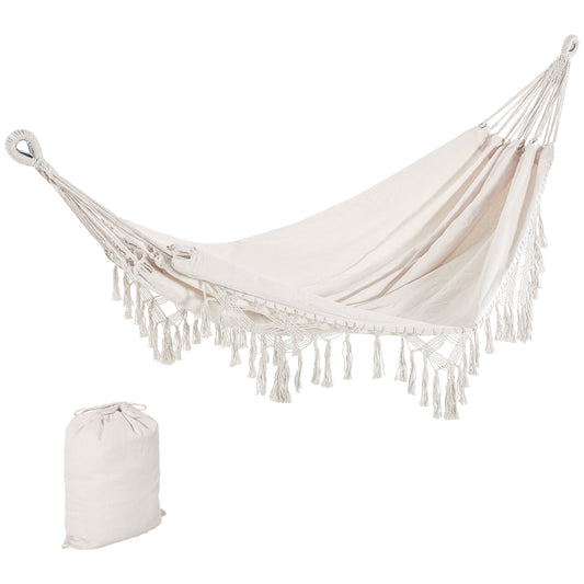 Outsunny Hamaca Colgante 288x150 Cm Con Bolsa De Transporte Carga 120 Kg Crema_0