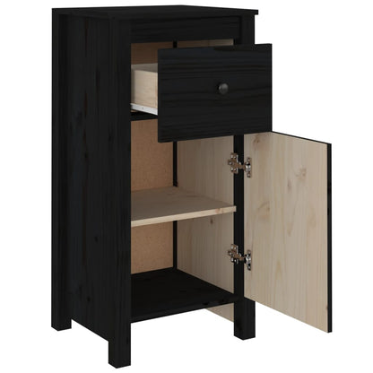 Aparador De Madera Maciza De Pino Negro 40x35x80 Cm / Vetonek_1