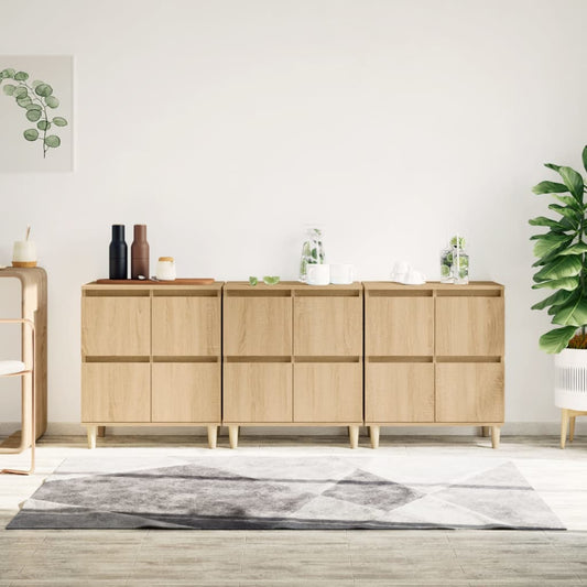 Aparadores 3 Uds Madera Contrachapada Roble Sonoma 60x35x70 Cm_0