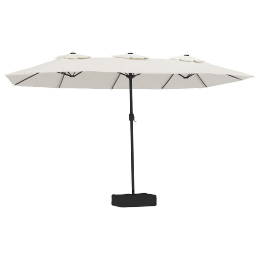 Vidaxl Sombrilla Doble De Jardín Con Luces Led Blanco Arena 449x265 Cm_0
