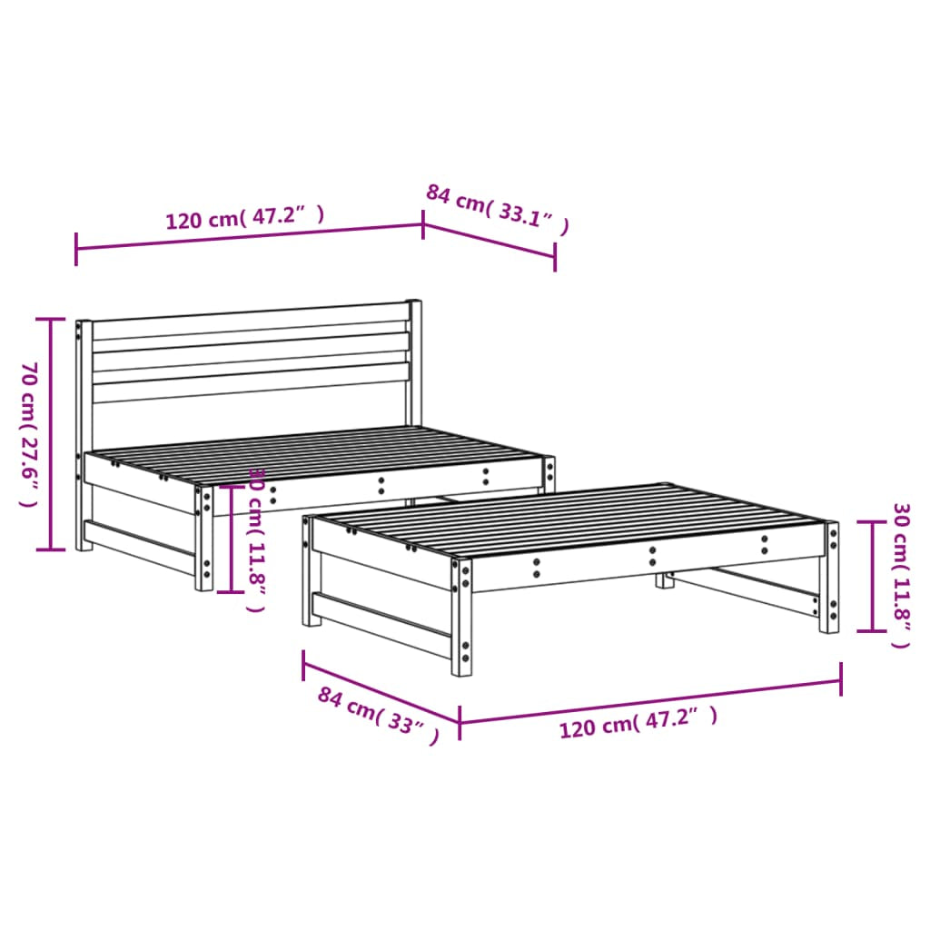 Vidaxl Juego De Muebles De Jardín 2 Pzas Madera Maciza Abeto Douglas_2
