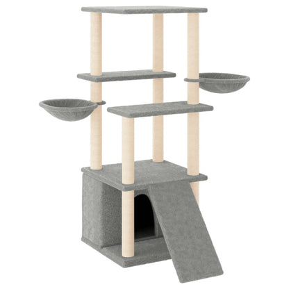 Vidaxl Rascador Para Gatos Con Postes De Sisal Gris Claro 133 Cm_0