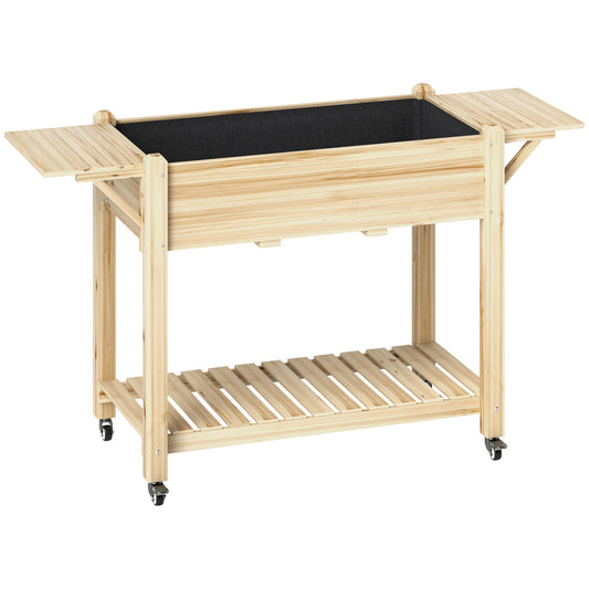 Outsunny Huerto Urbano Con Ruedas Repisas Plegables 145x52x86 Cm Natural_0