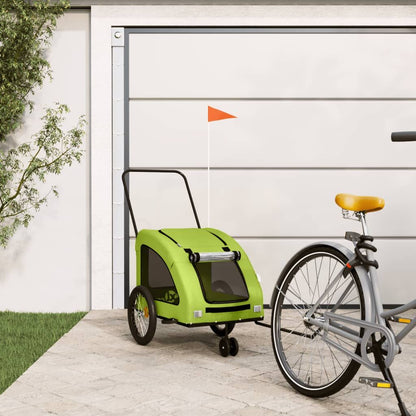 Vidaxl Remolque De Bicicleta Mascotas Hierro Tela Oxford Verde_1