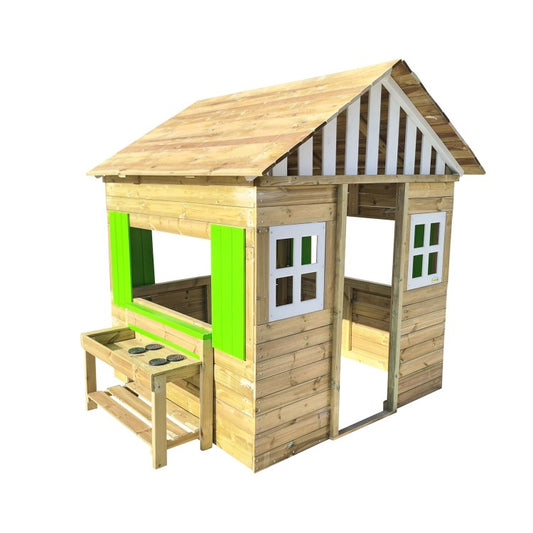 Casita De Madera Masgames Lollipop Xxl Horeca + Cocinita Verde.