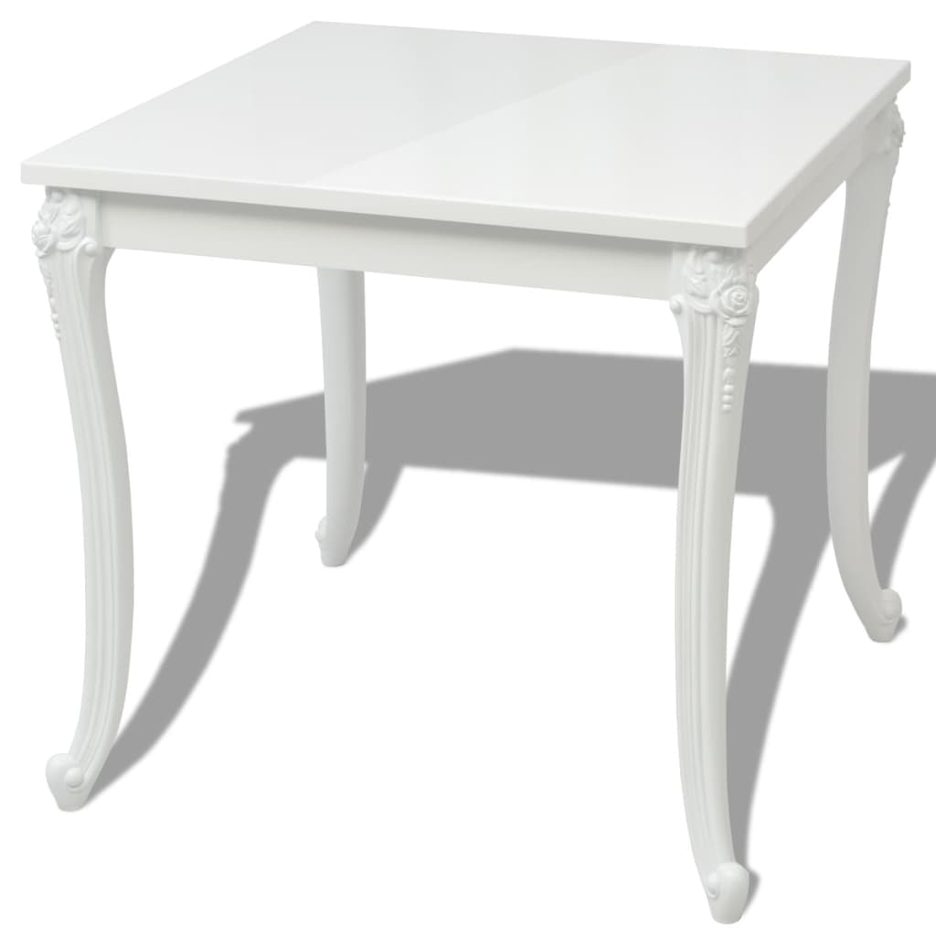 Mesa De Comedor Blanco Brillante 80x80x76 Cm_0