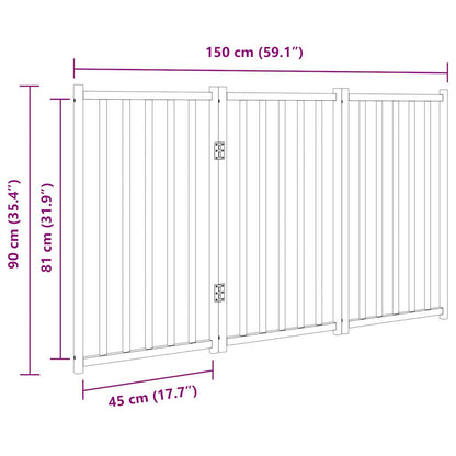 Vidaxl Puerta De Perros Plegable 3 Paneles Madera Abeto Negro 150 Cm_2