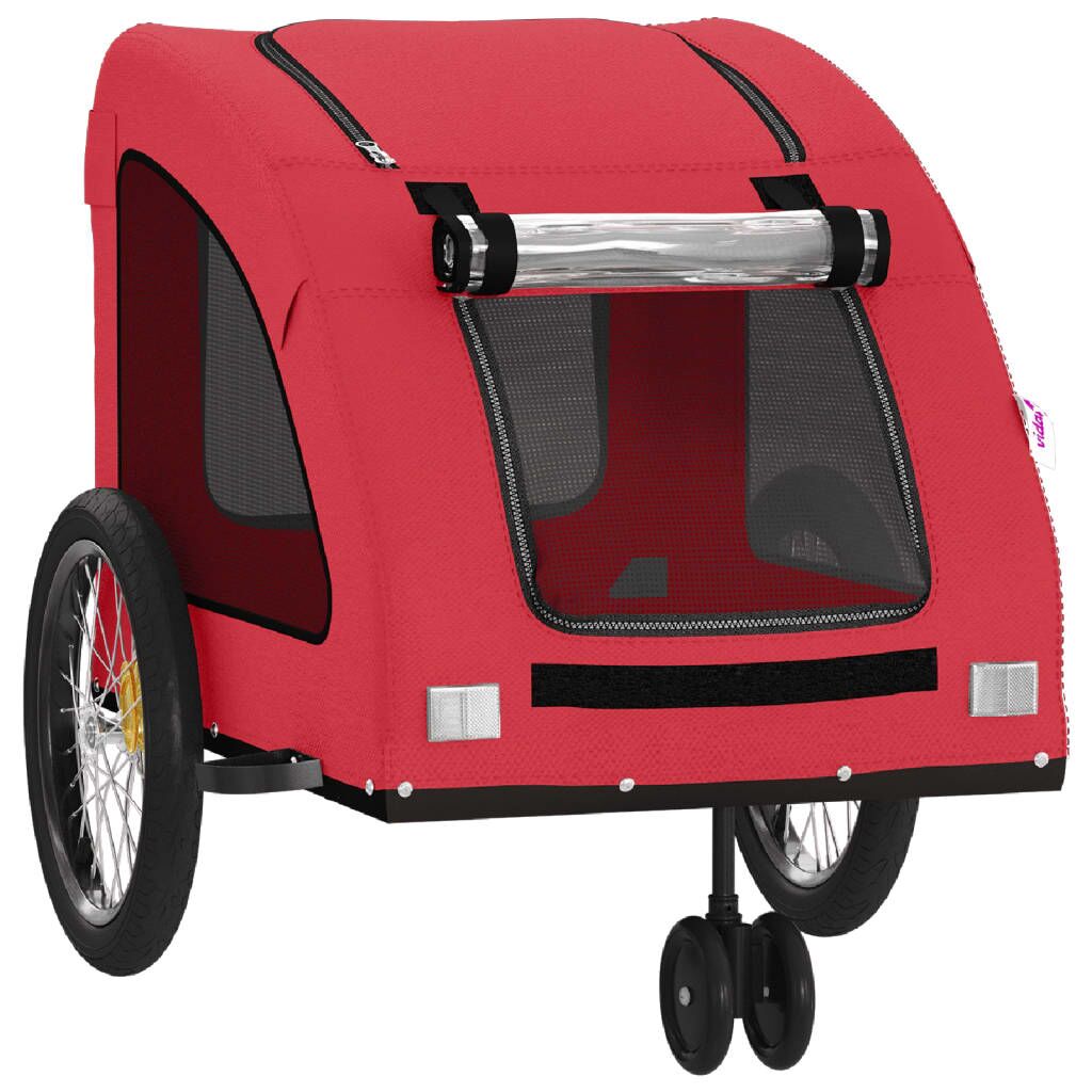 Vidaxl Remolque De Bicicleta Mascotas Hierro Tela Oxford Rojo_4
