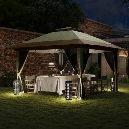 Outsunny Carpa Plegable 3,6x3,6 M Con 4 Paredes Laterales De Malla Anti-uv Crema_3