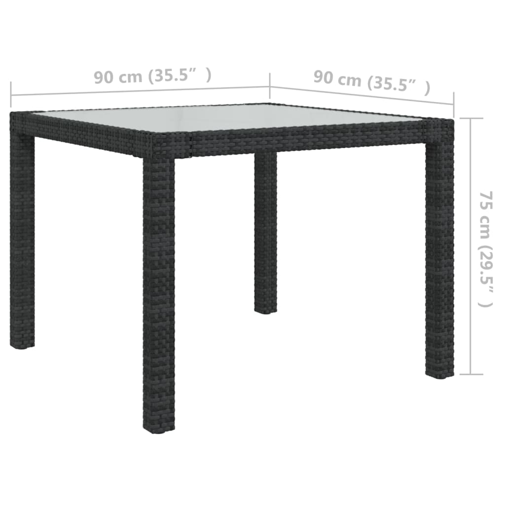 Juego De Comedor Exterior 3 Pzas Con Cojines Ratán Negro / Vetonek_2