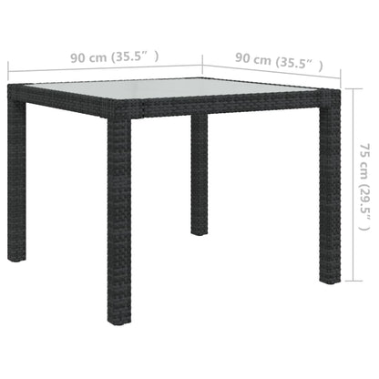 Juego De Comedor Exterior 3 Pzas Con Cojines Ratán Negro / Vetonek_2