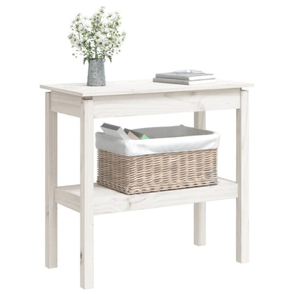 Mesa Consola De Madera Maciza De Pino Blanco 80x40x75 Cm_1