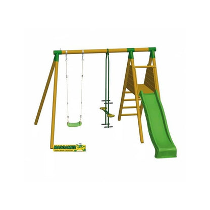 Parque Infantil Masgames Mauna Loa L (madera Redonda) 1 Asiento Plano + 1 Balancin Cara A Cara.