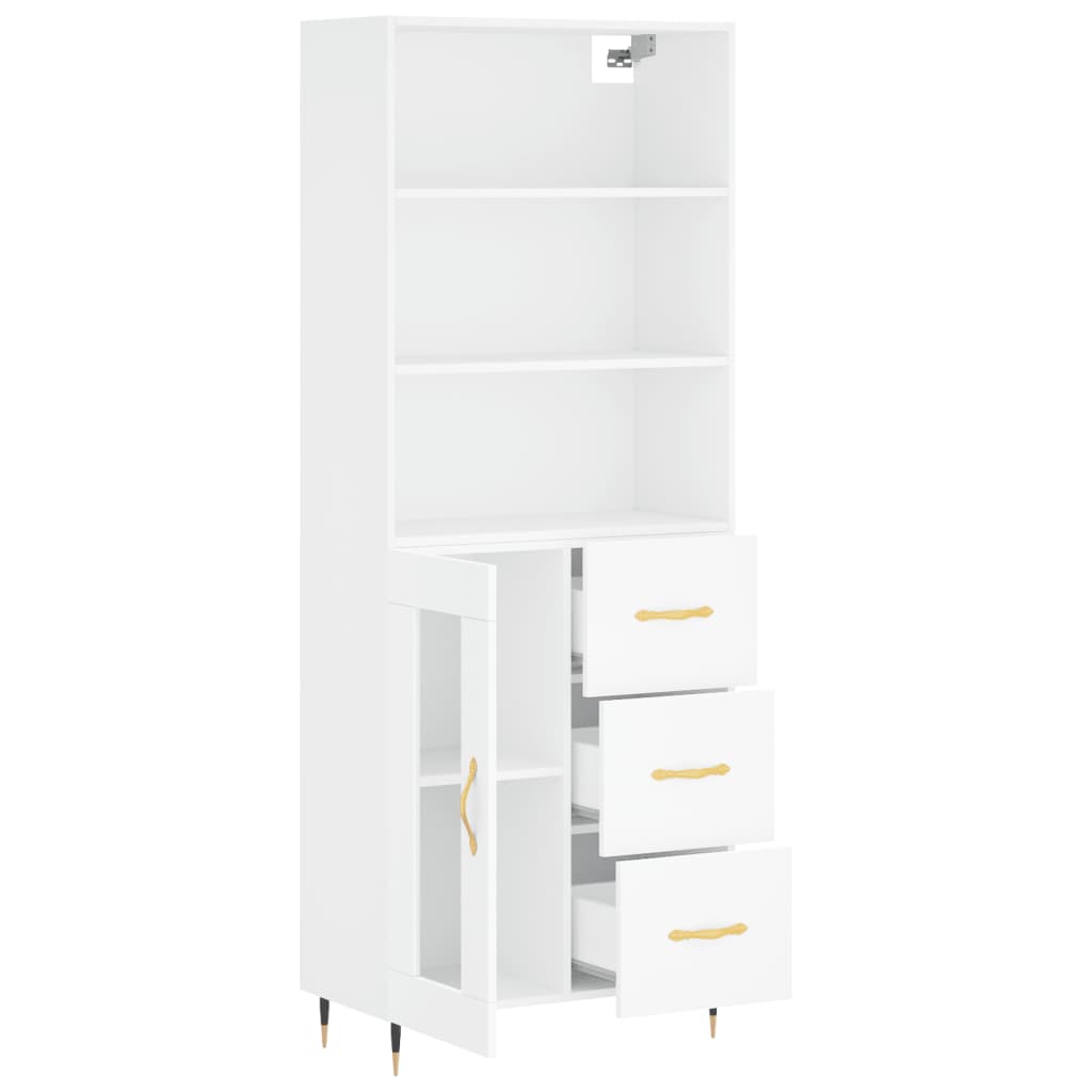 Aparador Alto Madera Contrachapada Blanco 69,5x34x180 Cm_3