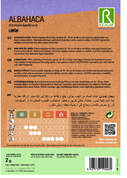 Semillas Albahaca Hoja Fina 2g