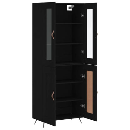 Aparador Alto Madera Contrachapada Negro 69,5x34x180 Cm_3