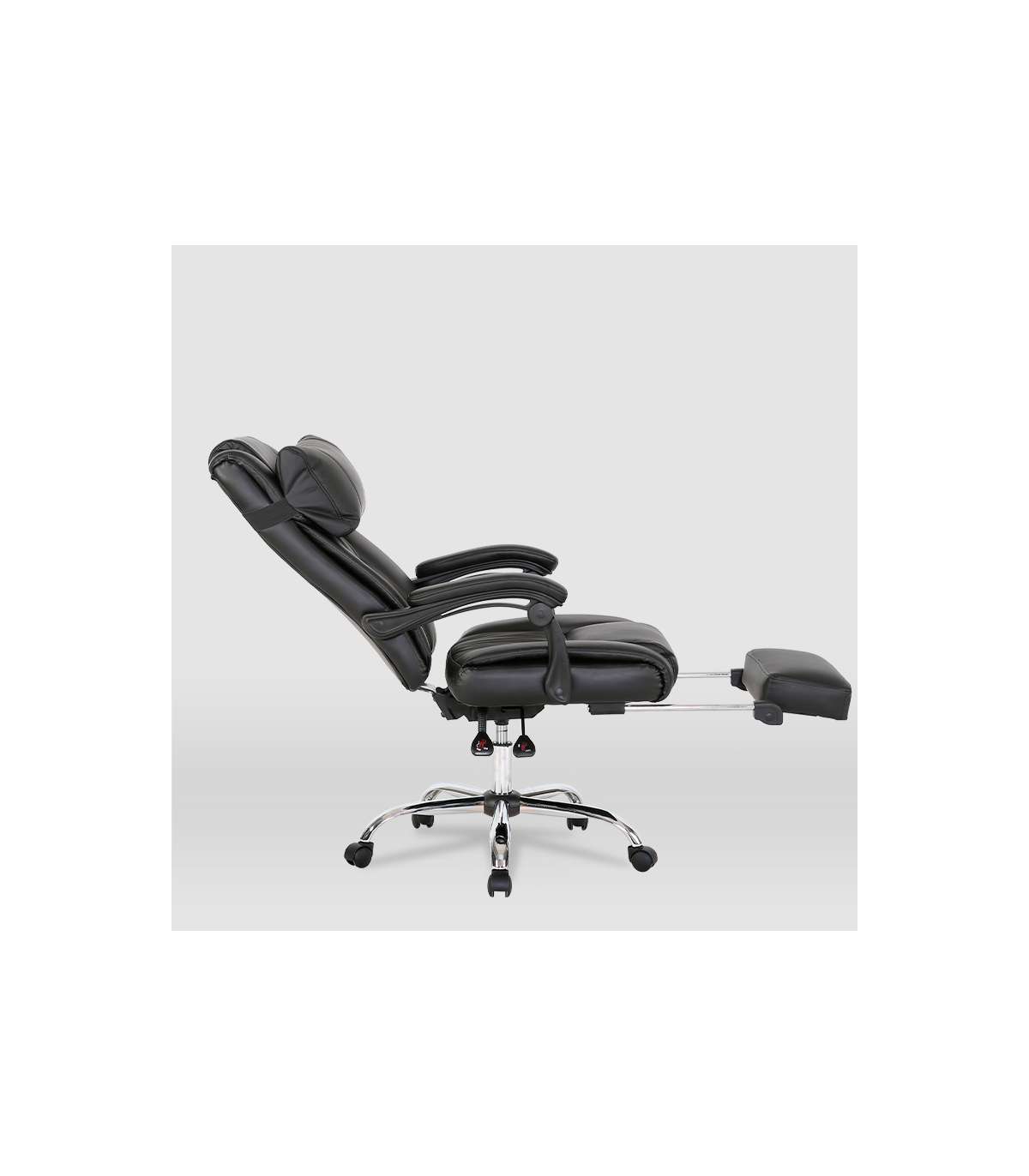 Silla De Oficina Samanta En Piel Sintética Negra. Alto: 118/125.5cm Ancho: 63.5cm Fondo:_2