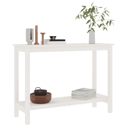 Mesa Consola De Madera Maciza De Pino Blanco 110x40x80 Cm_4