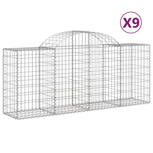 Cestas De Gaviones 9 Uds Forma De Arco Hierro 200x50x80/100 Cm_0