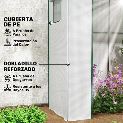 Outsunny Invernadero Pequeño Con Ventanas De Malla 196x77x197 Cm Blanco_3