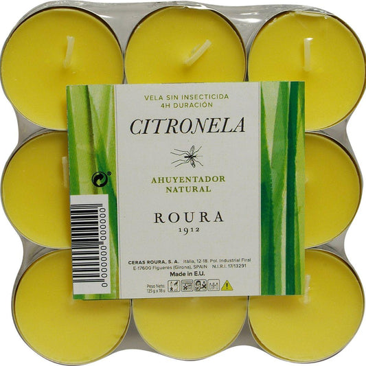 Pack 18 Velas Calientaplatos Citronela antimosquitos Roura