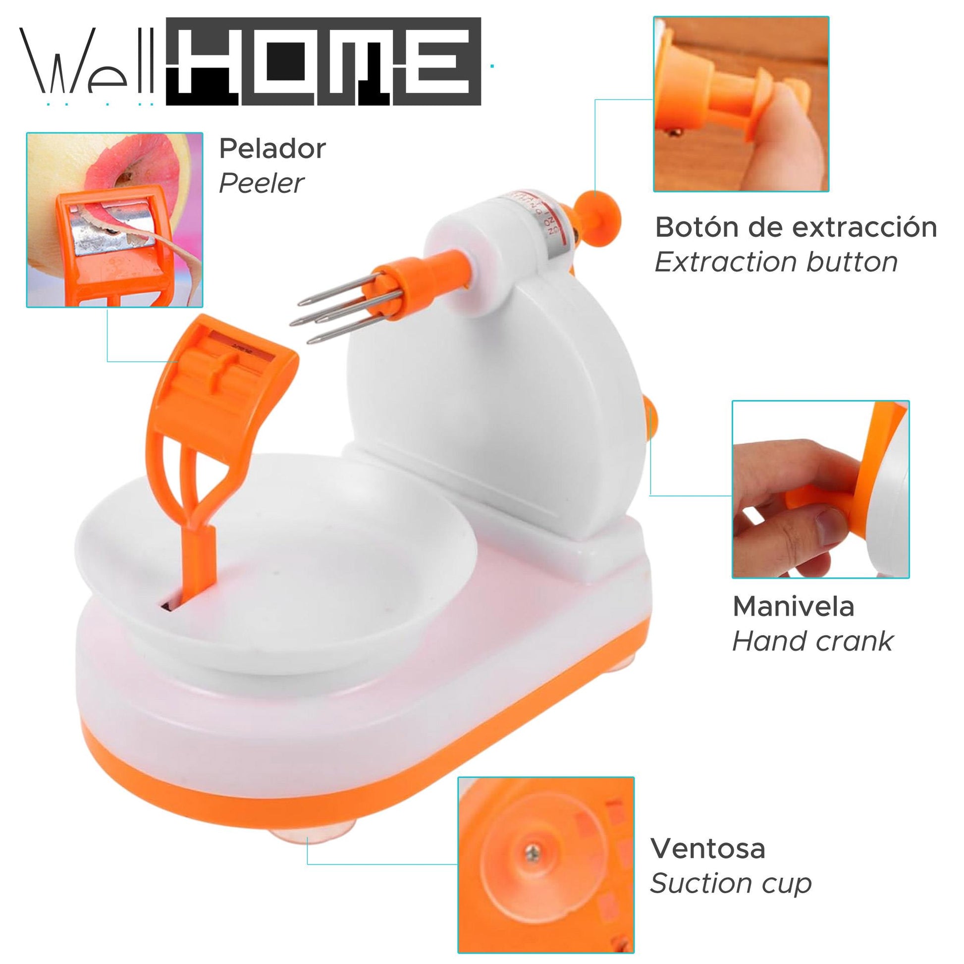 Pelador De Fruta  De Plástico Abs Color Naranja Y Blanco