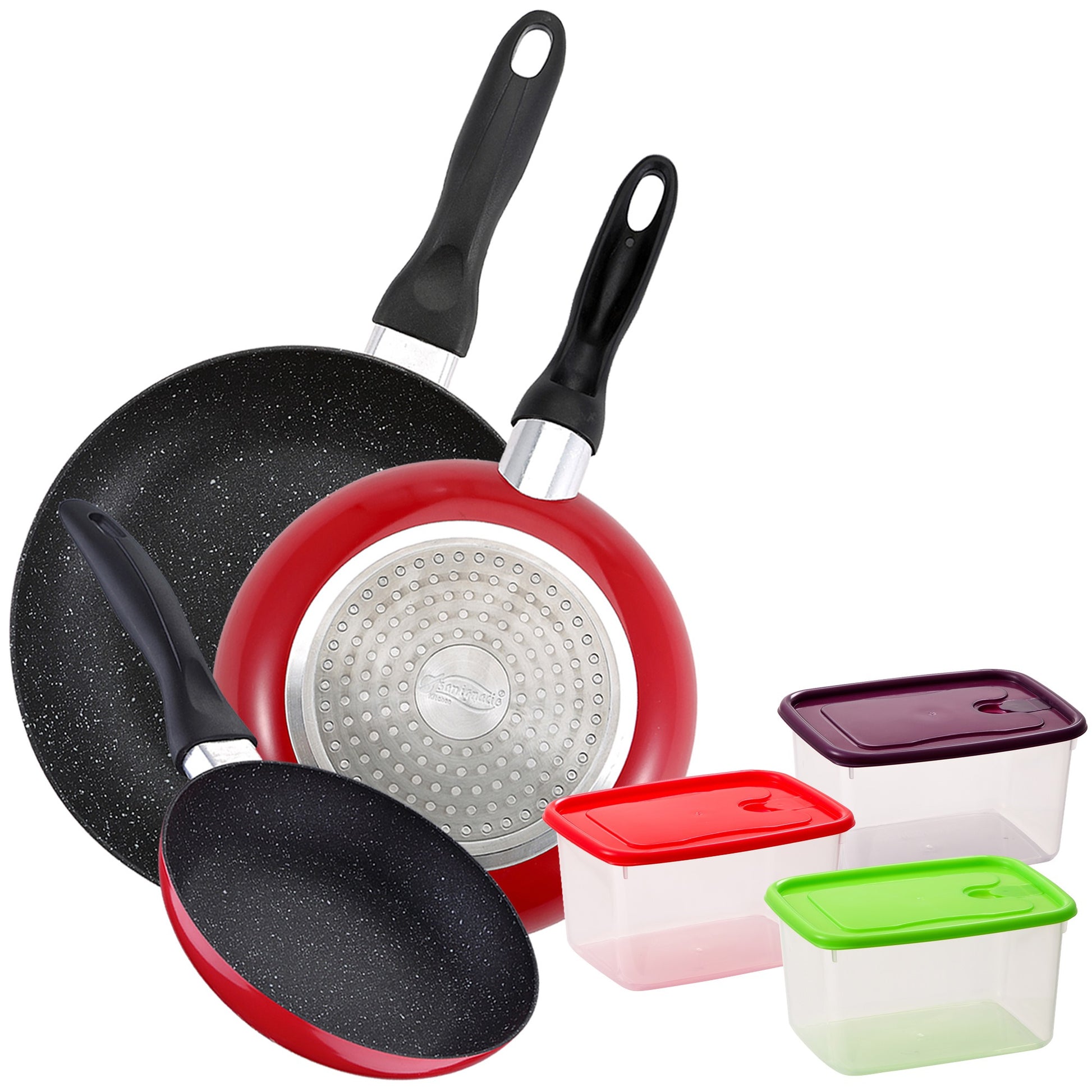 Pack De 3 Sartenes San Ignacio Ø16cm Ø20cm Ø24cm + Set De 3pc Herméticos Plasticos_0