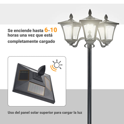 Outsunny Farol Solar De Jardín Con 3 Luces Led Impermeable Ip44 51,5x47x182,5 Cm_5