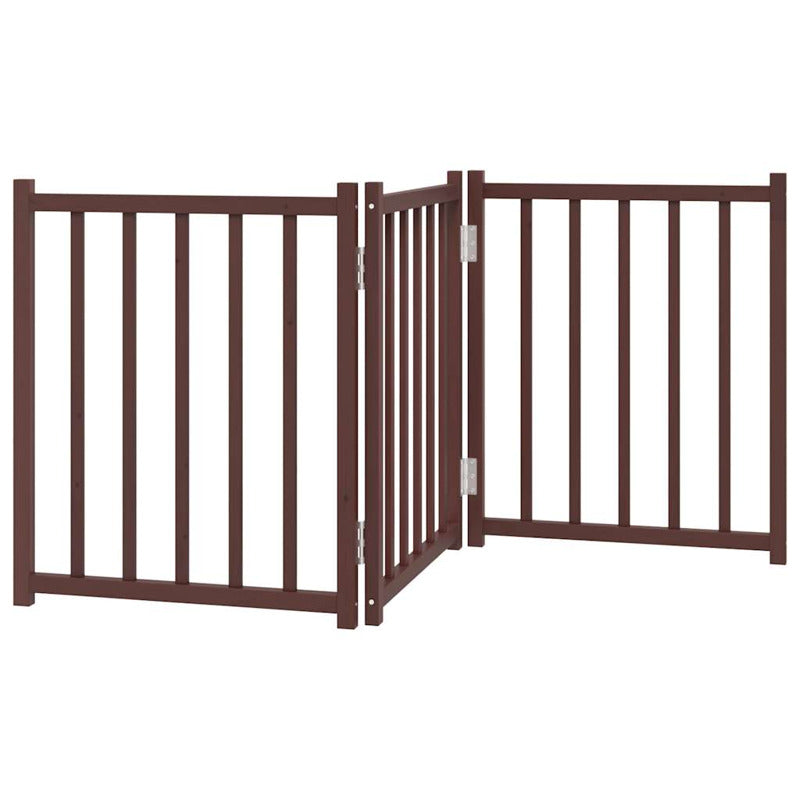 Vidaxl Puerta De Perros Plegable 3 Paneles Madera Abeto Marrón 150 Cm_5