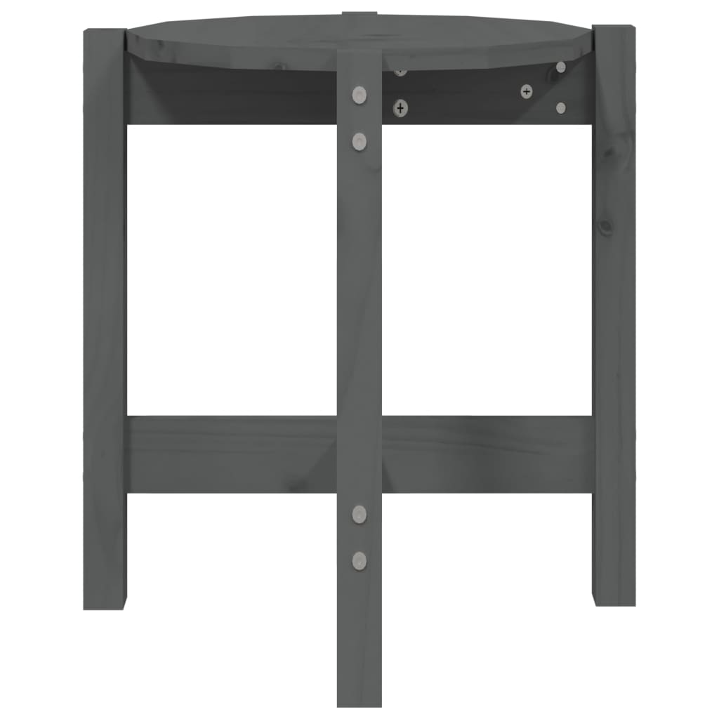 Mesa De Centro De Madera Maciza De Pino Gris Ø42,5x45 Cm_4