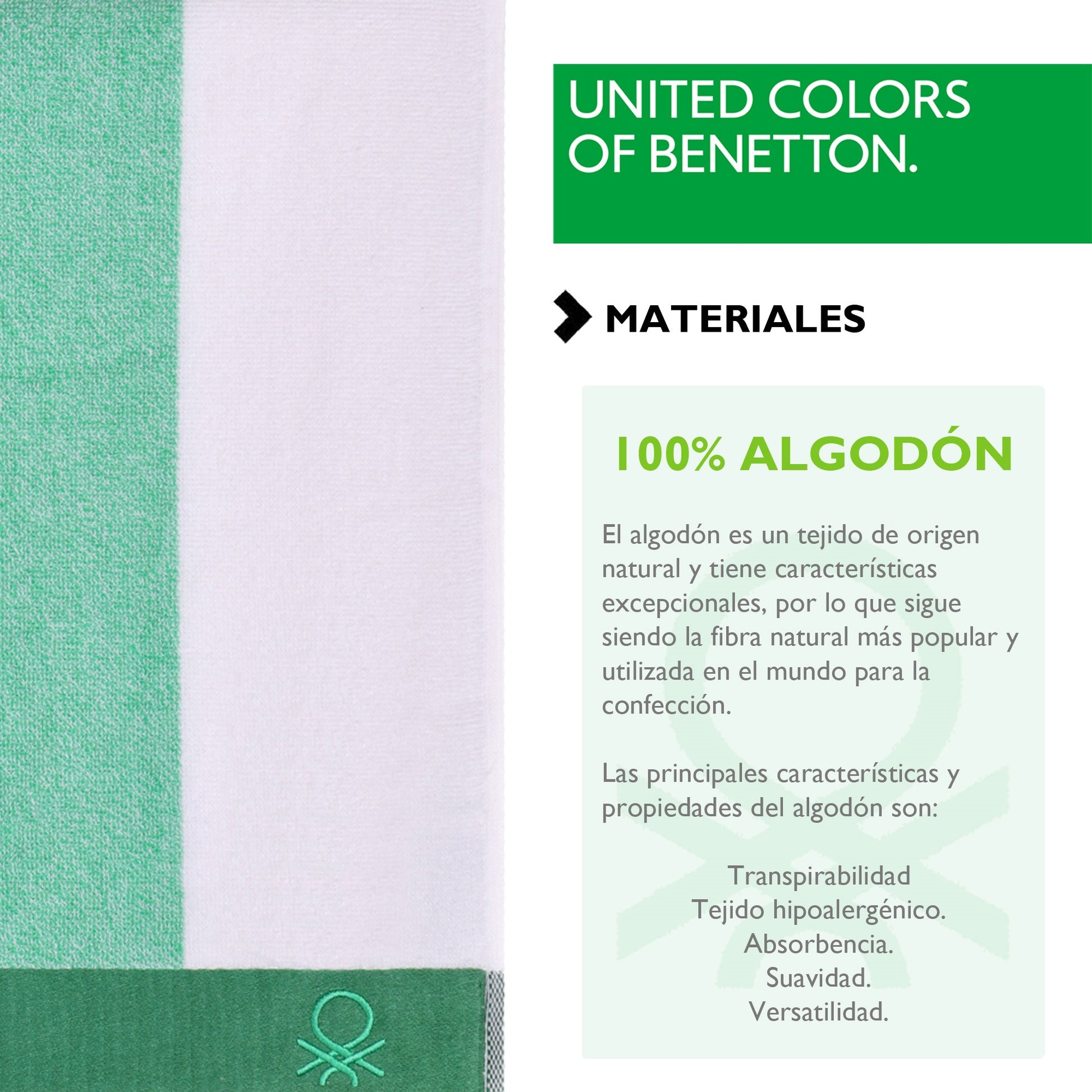 Set 2 Toalla De Playa 90x160cm 450gsm Terry 100%algodon Verde Casa Benetton_2