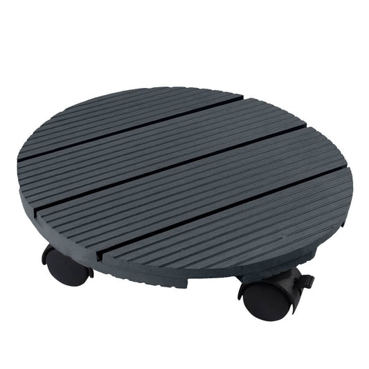 Nature Soporte Con Ruedas Para Plantas Redondo Madera Gris Ø30 Cm_0
