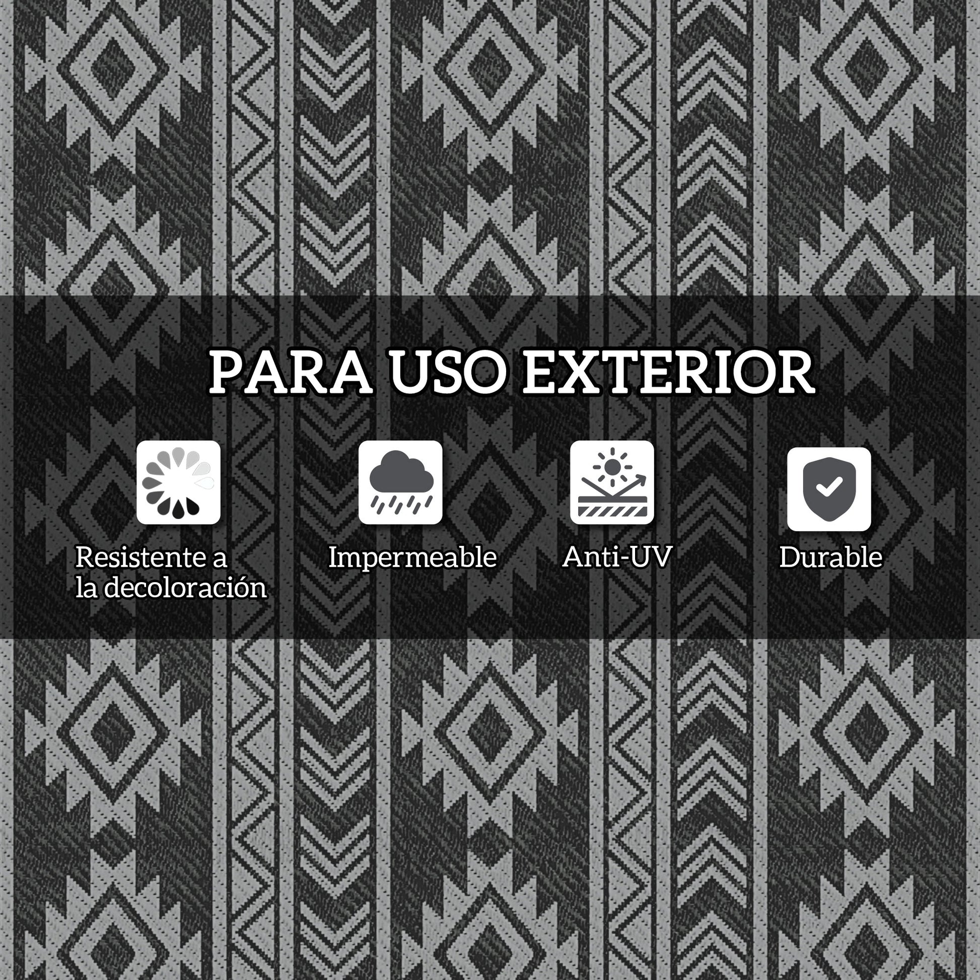 Outsunny Alfombra De Exterior 182x274 Cm Impermeable Anti-uv Negro Y Gris_5