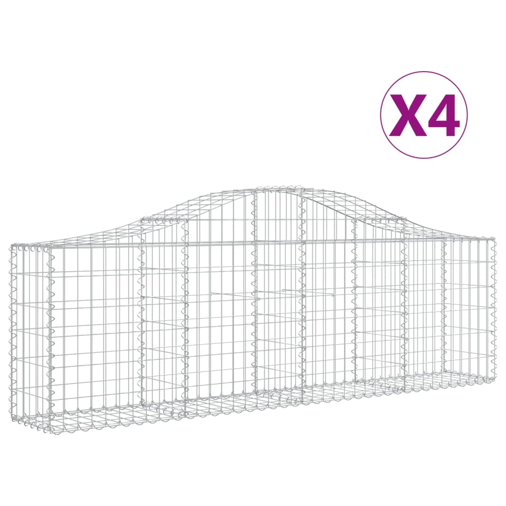 Cestas De Gaviones 4 Uds Forma De Arco Hierro 200x30x60/80 Cm_0