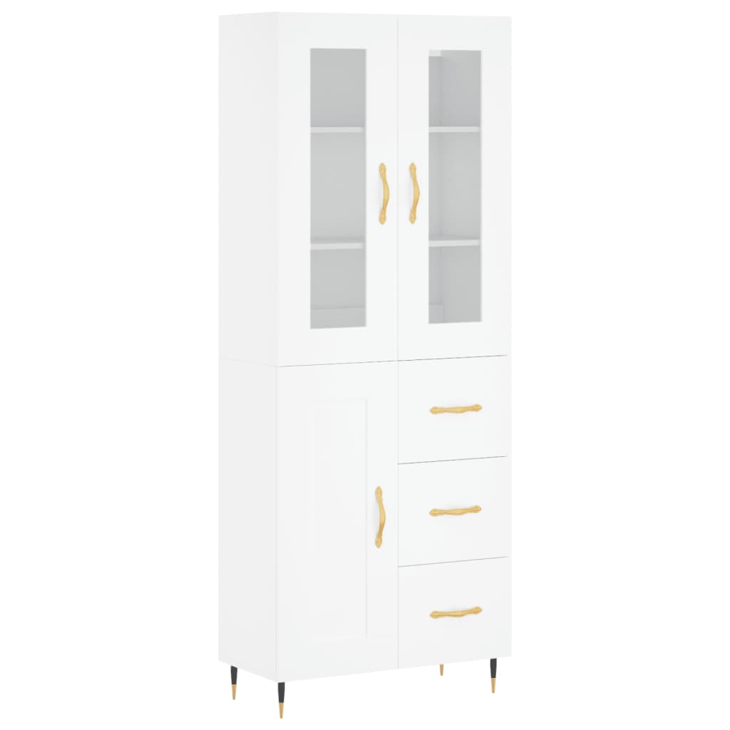 Aparador Alto Madera Contrachapada Blanco 69,5x34x180 Cm_1