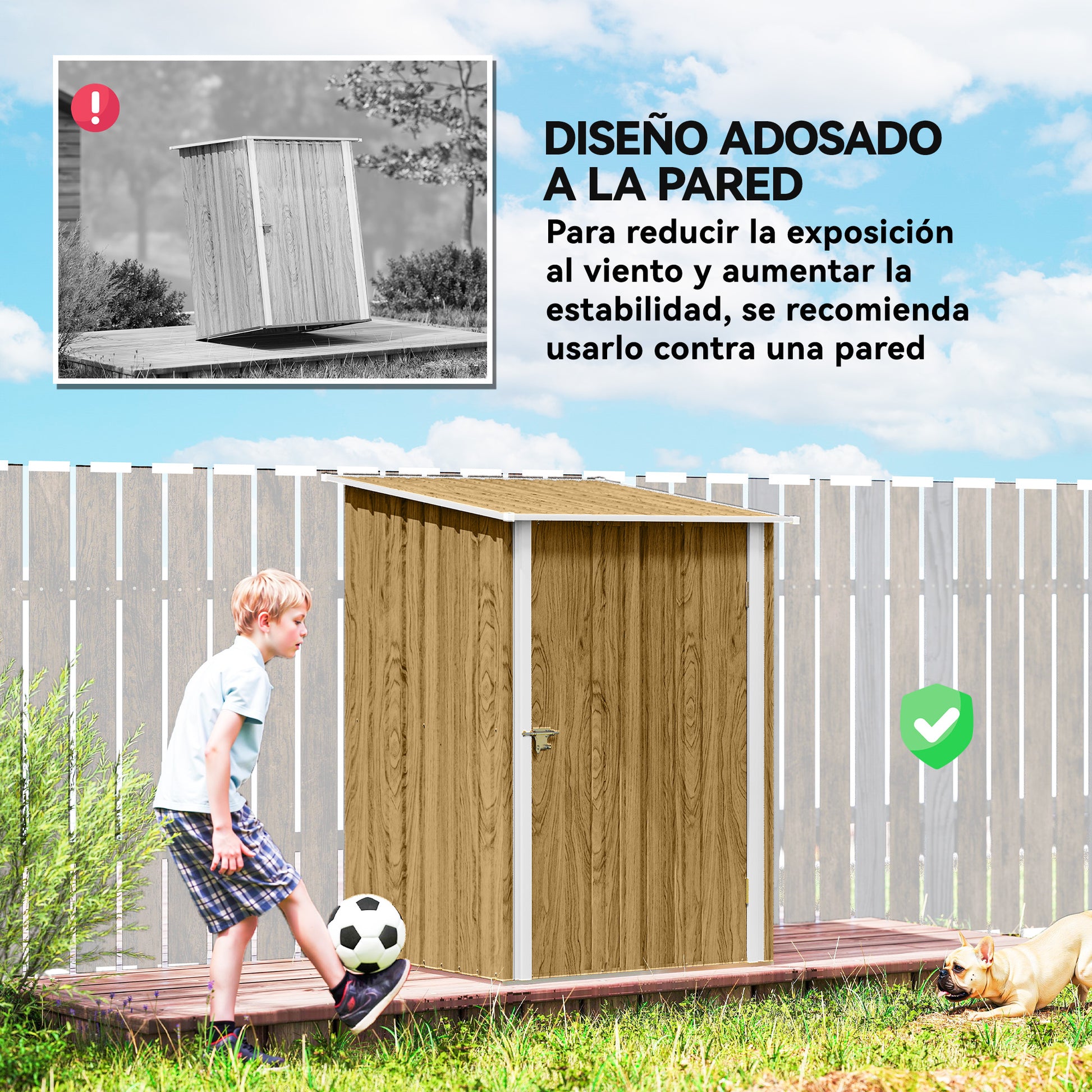 Outsunny Cobertizo De Jardín De Exterior 0,92 M² 100x103x160 Cm Marrón Claro_5