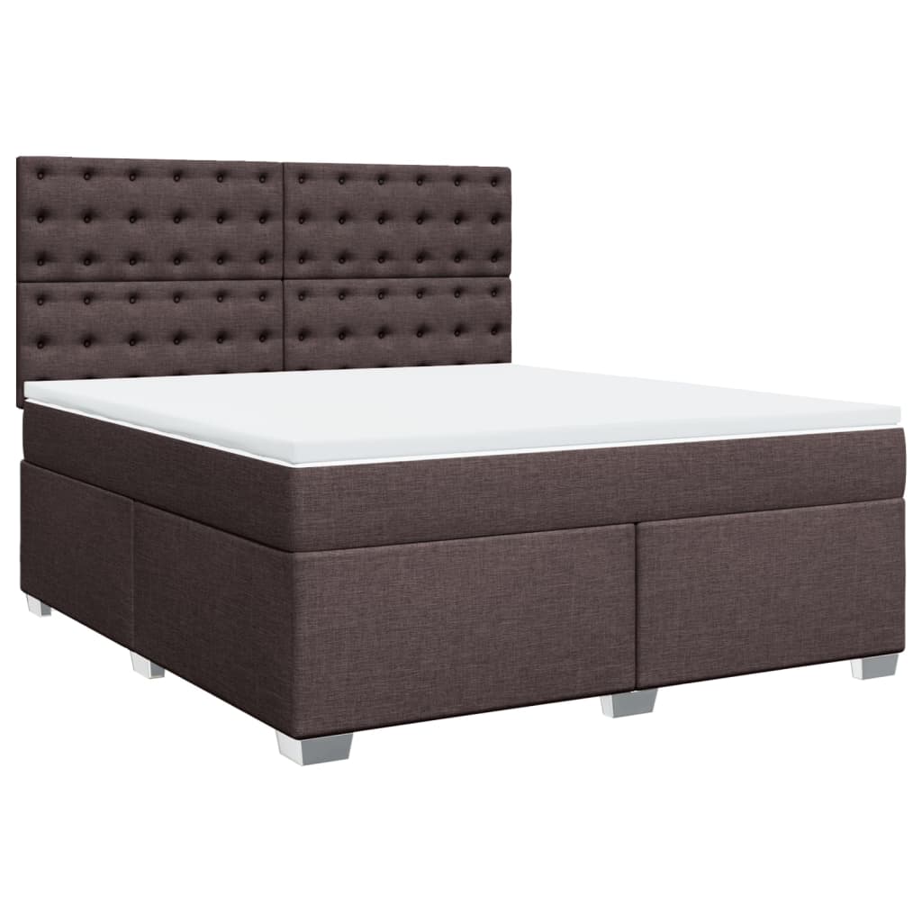 Cama Box Spring Con Colchón Tela Marrón Oscuro 180x200 Cm / Vetonek_1