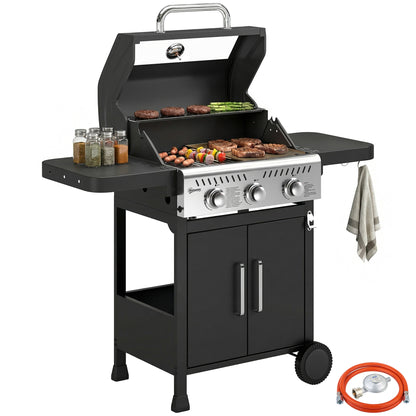 Outsunny Barbacoa De Gas Bbq Gas Portátil Con 3 Quemadores 7_0