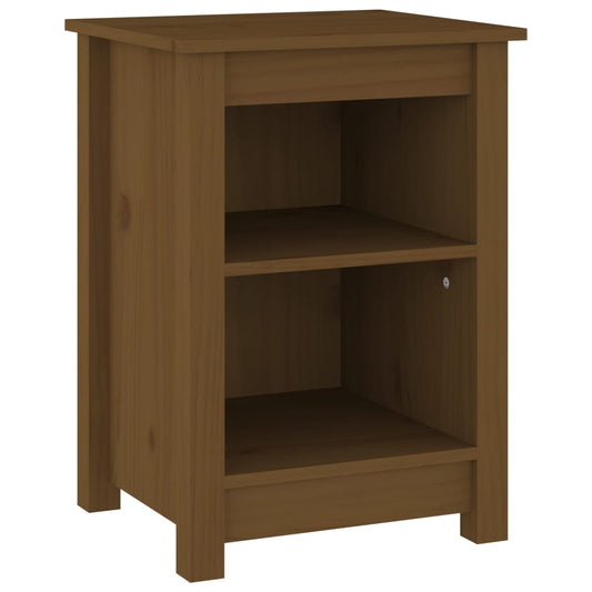 Mesita De Noche Madera Maciza De Pino Marrón Miel 40x35x55 Cm_0
